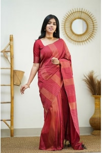 Zigzag Stripe Weave Banarasi Soft Silk Saree with Copper and Silver Zari in Eight Shades  in Surat