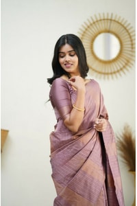 Zigzag Stripe Weave Banarasi Soft Silk Saree with Copper and Silver Zari in Eight Shades  in Surat