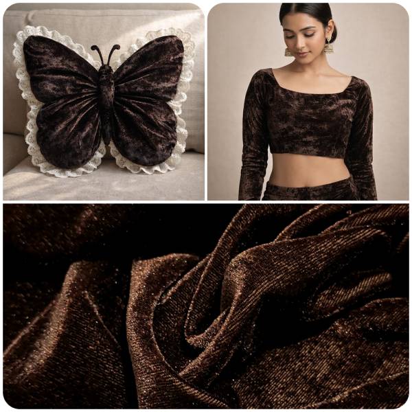 solid-velvet-fabric-coffee-4-meter  in Surat