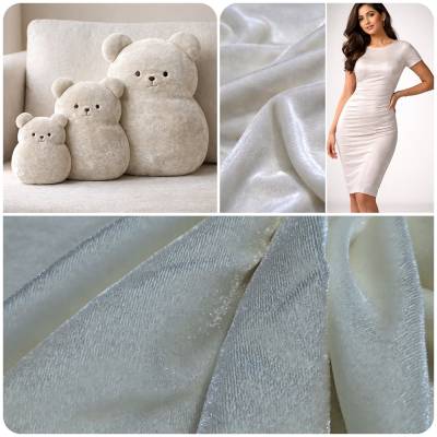 solid-velvet-fabric-cream-5-meter in Surat