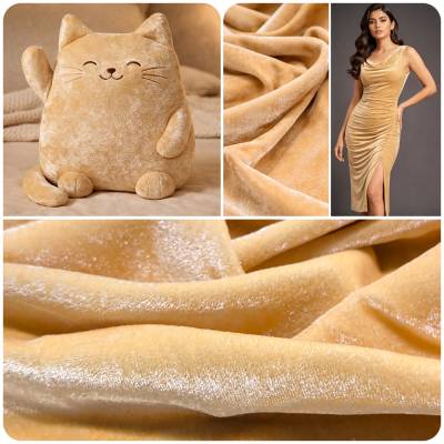 solid-velvet-fabric-gold-3-meter in Surat