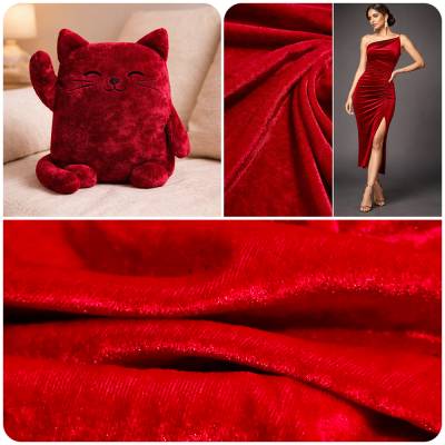 solid-velvet-fabric-red-3-meter in Surat