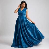 solid-velvet-fabric-sky-blue-1-meter  in Surat
