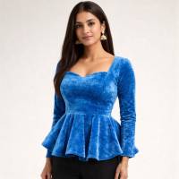 solid-velvet-fabric-sky-blue-2-meter  in Surat