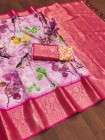 Soft Dolla Silk Saree with Beautiful Flowery Print and Pure Zari Weaving