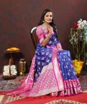 Intricate Meenakari and Zari Weaving Luxurious Organza Silk Saree