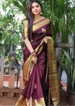 Rich Pallu with All-Over Golden Zari Weaving Flower Design Saree